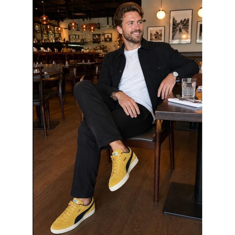 Puma Suede Classic Archive Sneakers Men 14 Yellow Black Casual Skater Shoes NEW